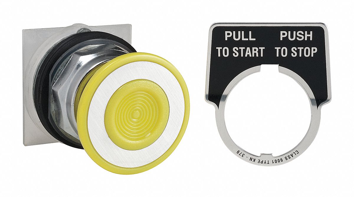 H4526 Mushroom Head Push Button Yellow 30mm