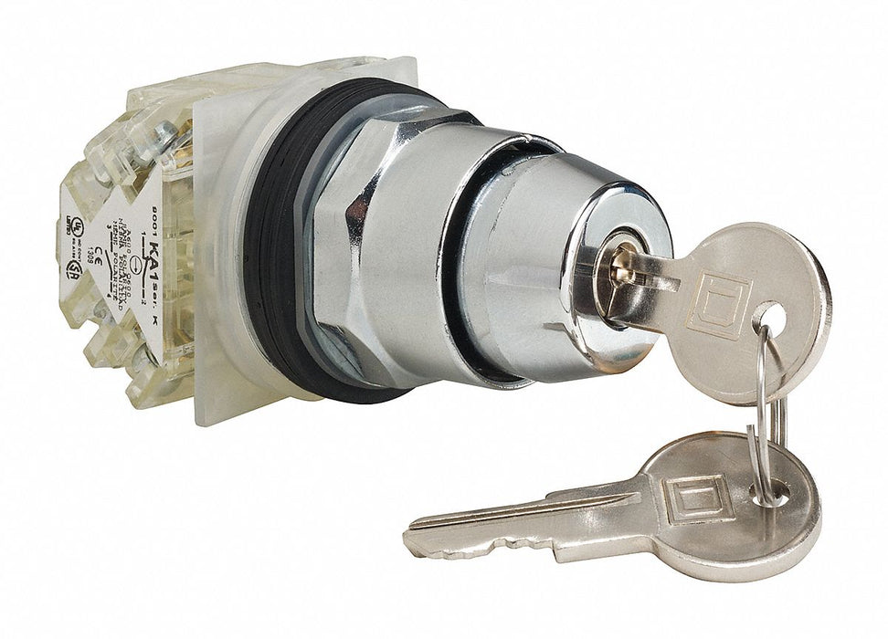 SelectSwtch Key Non-Illum 2Pos 30mm Blk