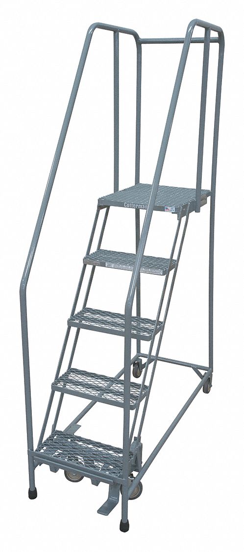 Rolling Ladder 80 in H 5 Steps Rubber