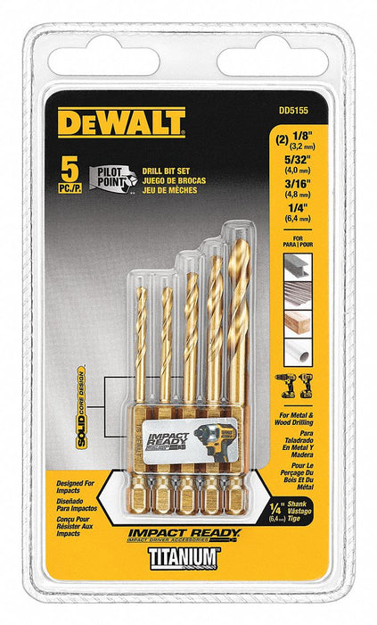Impact Drill Bit Set HSS Titanium 5 Pc.