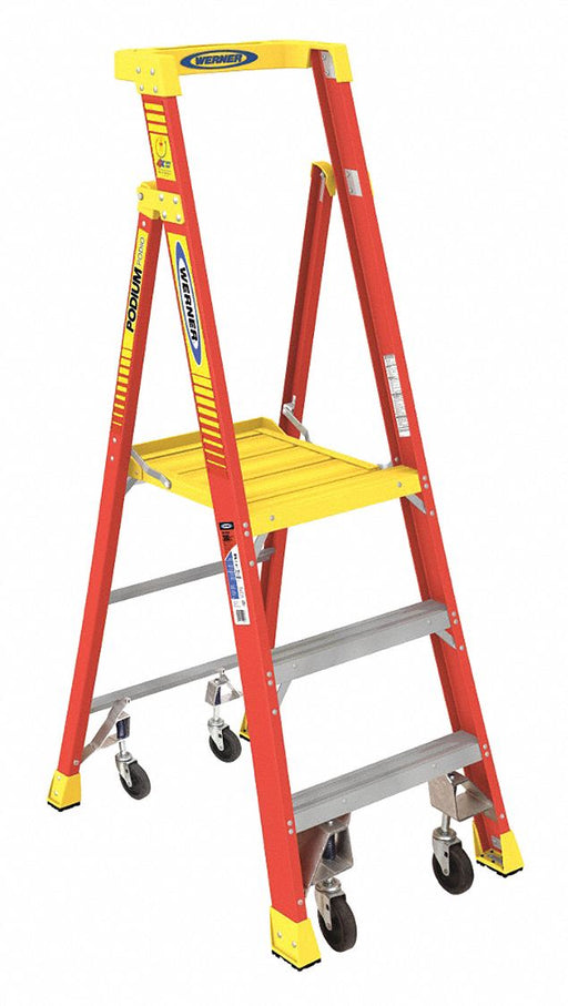 Podium Stepladder 3 ft Fiberglass 300 lb