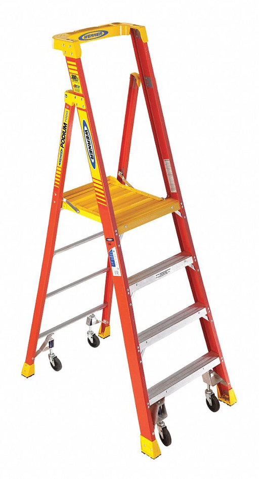 Podium Stepladder 6 ft Fiberglass 300 lb