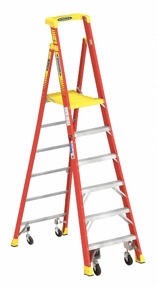 Podium Stepladder 6 ft Fiberglass 300 lb