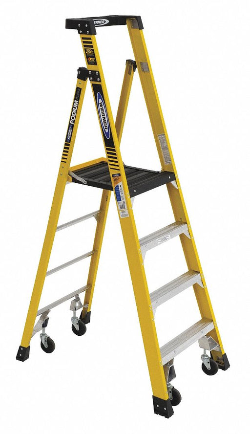 Podium Stepladder 6 ft Fiberglass 375 lb