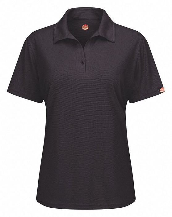 J2890 Short Sleeve Polo Womens L Black Button