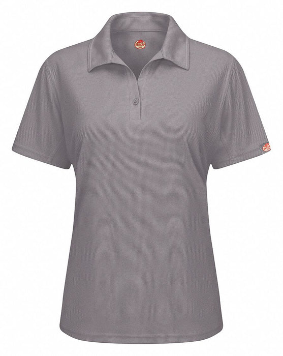 J2890 Short Sleeve Polo Womens S Gray Button