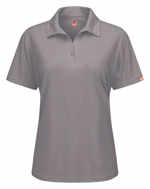 J2890 Short Sleeve Polo Womens M Gray Button
