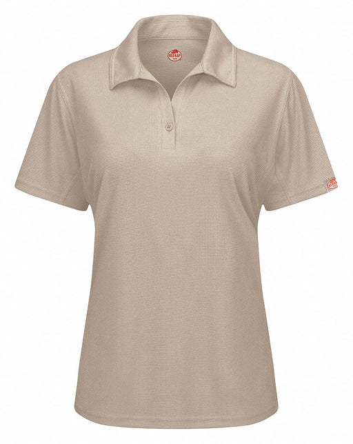 J2890 Short Sleeve Polo Womens 3XL Tan Button
