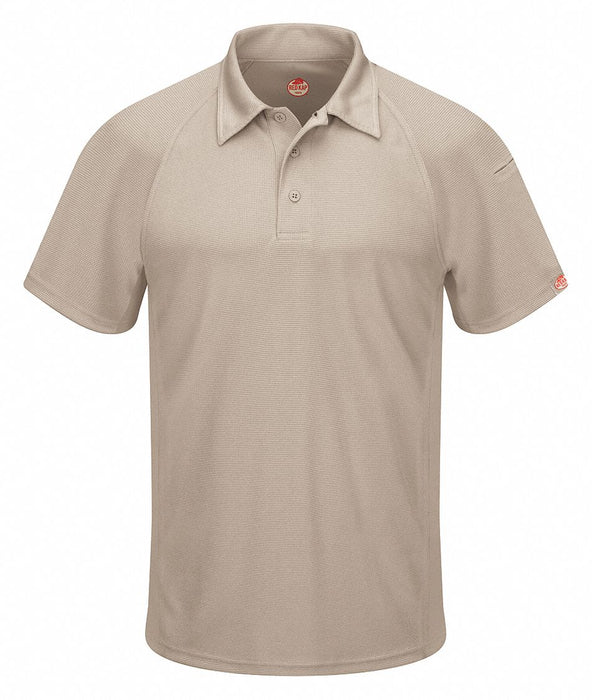 Short Sleeve Polo M Tan Button Polyester