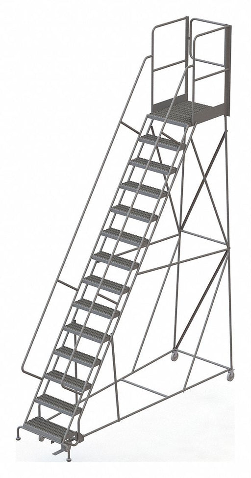 Rolling Ladder Steel 14 Steps 450lb.