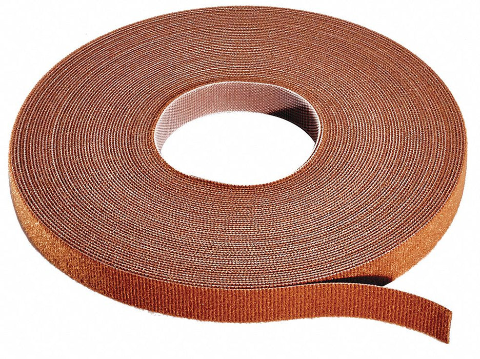 Hook-and-Loop Cable Tie Roll 15 ft Brown