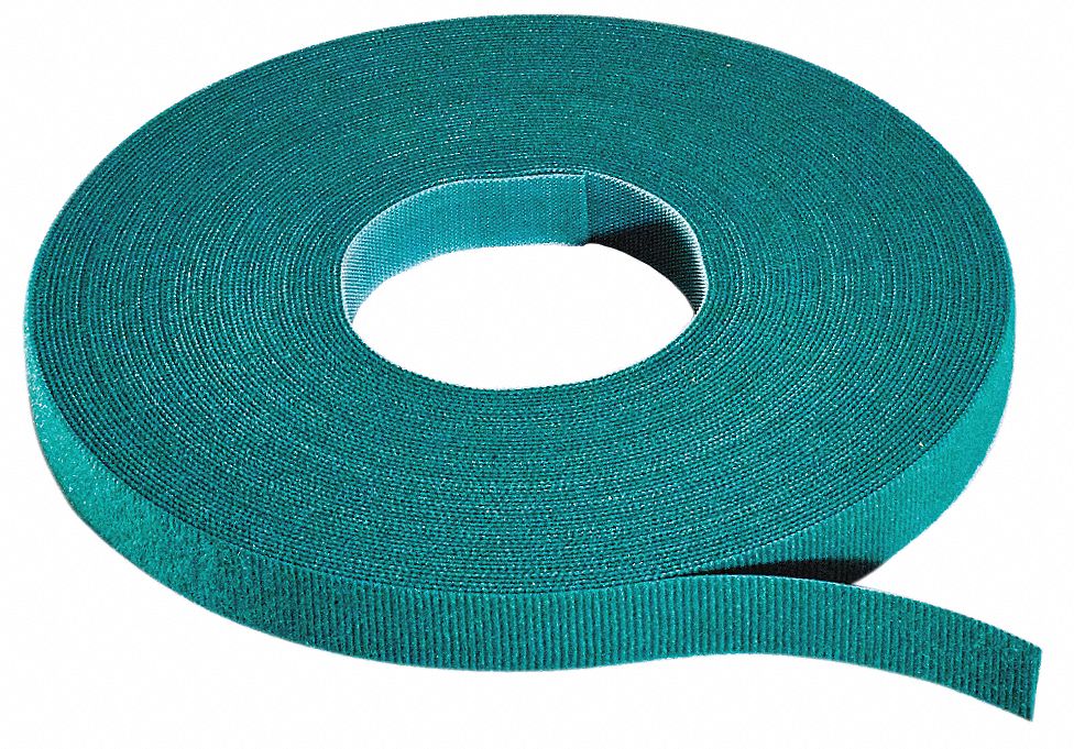 Hook-and-Loop Cable Tie Roll 75 ft Green