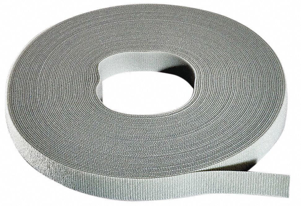 Hook-and-Loop Cable Tie Roll 75 ft Gray