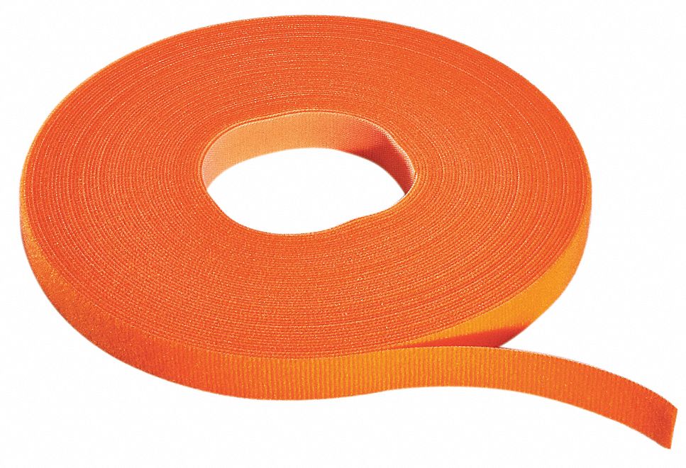 Hook-and-Loop Cable Tie Roll 75 ft Ornge
