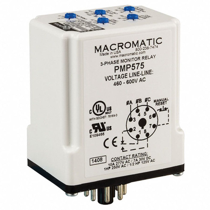 Phase Monitor Relay 8 Pins 460-600V AC
