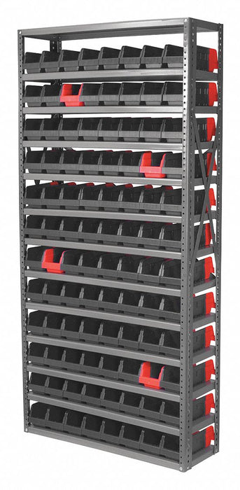 K6927 Bin Shlvng 12x79x36in Black Red