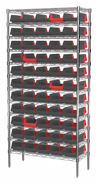 Bin Shlvng 14x74x36in Black Red