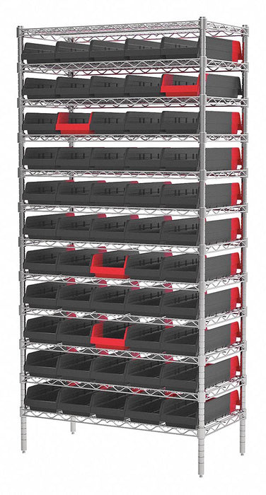 K6934 Bin Shlvng 18x74x36in Black Red