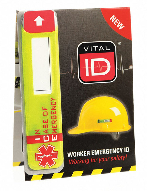 Hard Hat I.D Yllw 3/4in.Hx3-1/4in.W PK25