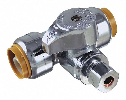 Tee Stop Valve Brass 1/2 x 1/4 Tube