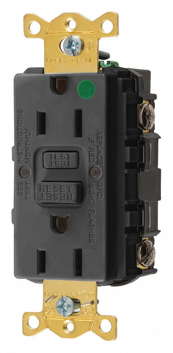 GFCI Receptacle 15A 125VAC 5-15R Black