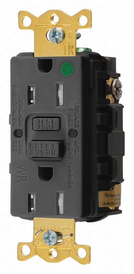 Recept Blk 15 A GFCI 2P3W Back Side 1PK