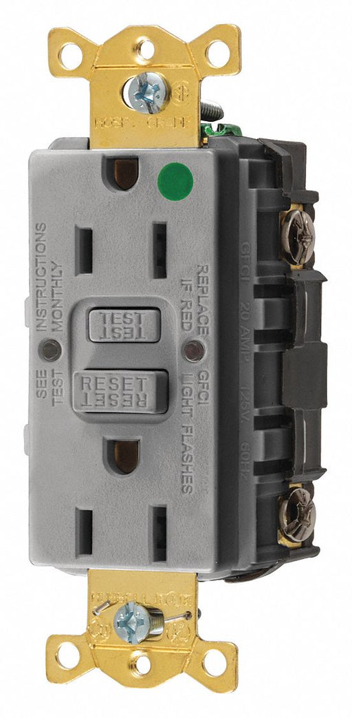 GFCI Receptacle 15A 125VAC 5-15R Gray
