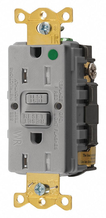 GFCI Receptacle 15A 125VAC 5-15R Gray