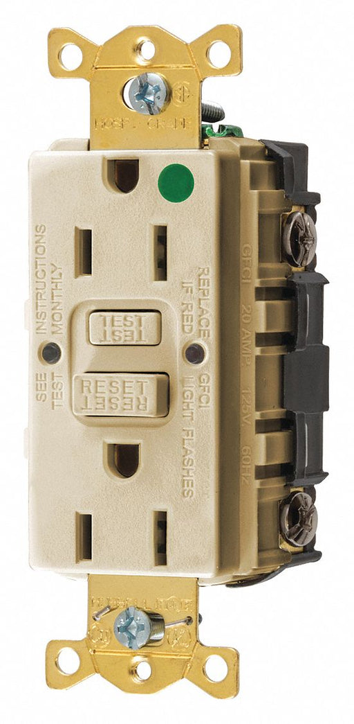 GFCI Receptacle 15A 125VAC 5-15R Ivory