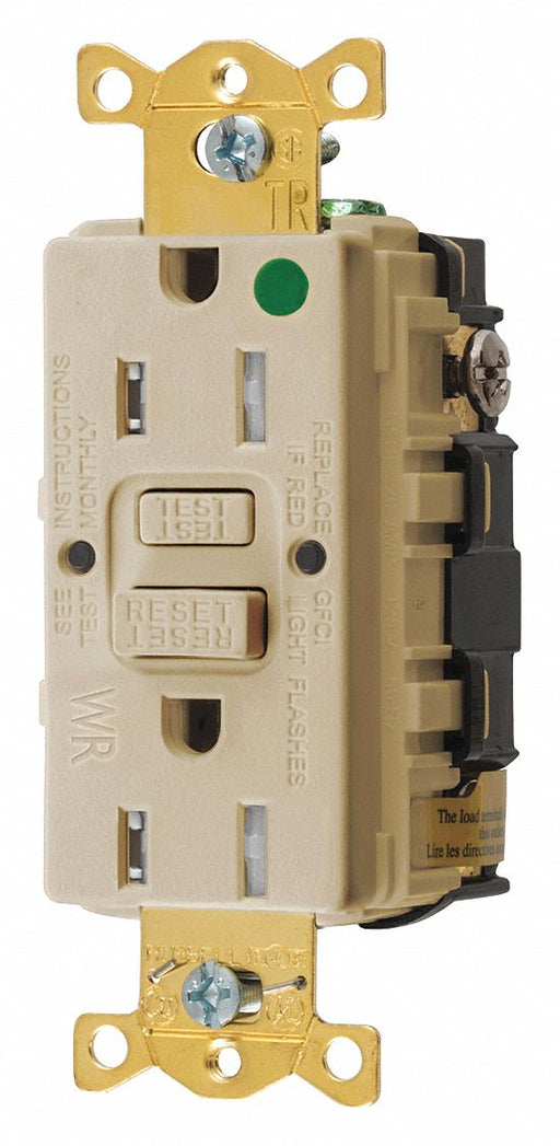 GFCI Receptacle 15A 125VAC 5-15R Ivory