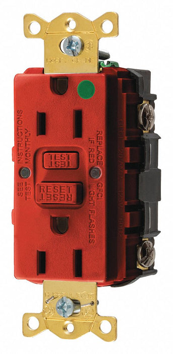 GFCI Receptacle 15A 125VAC 5-15R Red