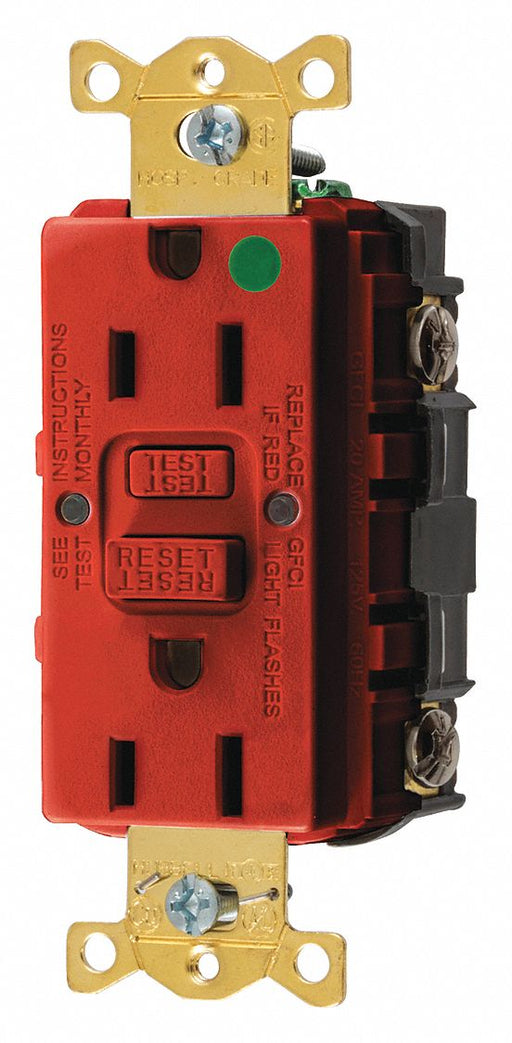 GFCI Receptacle 15A 125VAC 5-15R Red