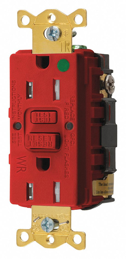 Recept Red 15 A GFCI 2P3W Back Side 1PK
