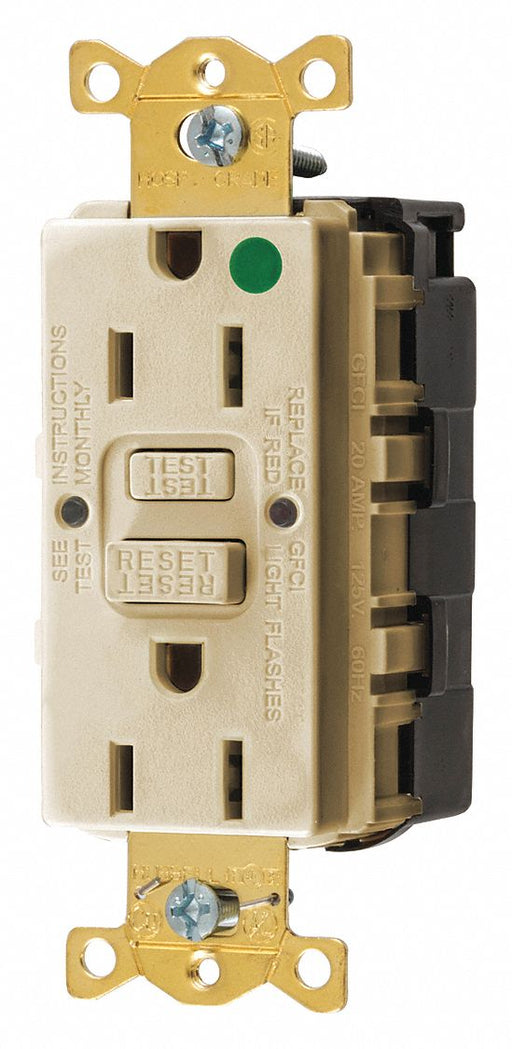 Recept Ivory 15 A GFCI 2P3W Back 1PK