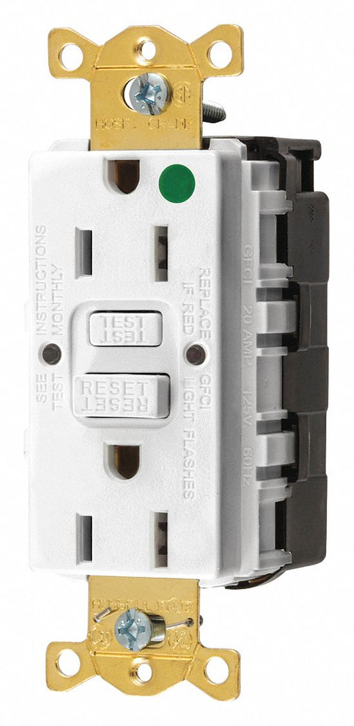 GFCI Rceptcle Hspital Wht 15A 0.5 HP