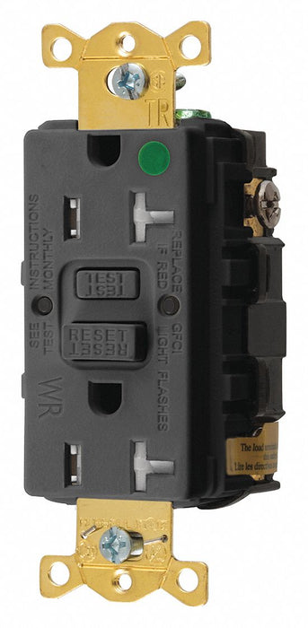 Recept Blk 20 A GFCI 2P3W Back Side 1PK