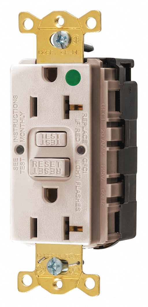 Recept Lt Almnd 20 A GFCI 2P3W Back 1PK