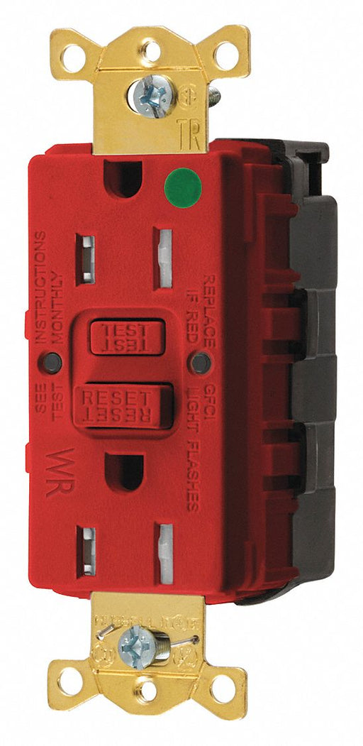 GFCI Rceptcle Hspital Red 15A 0.5 HP