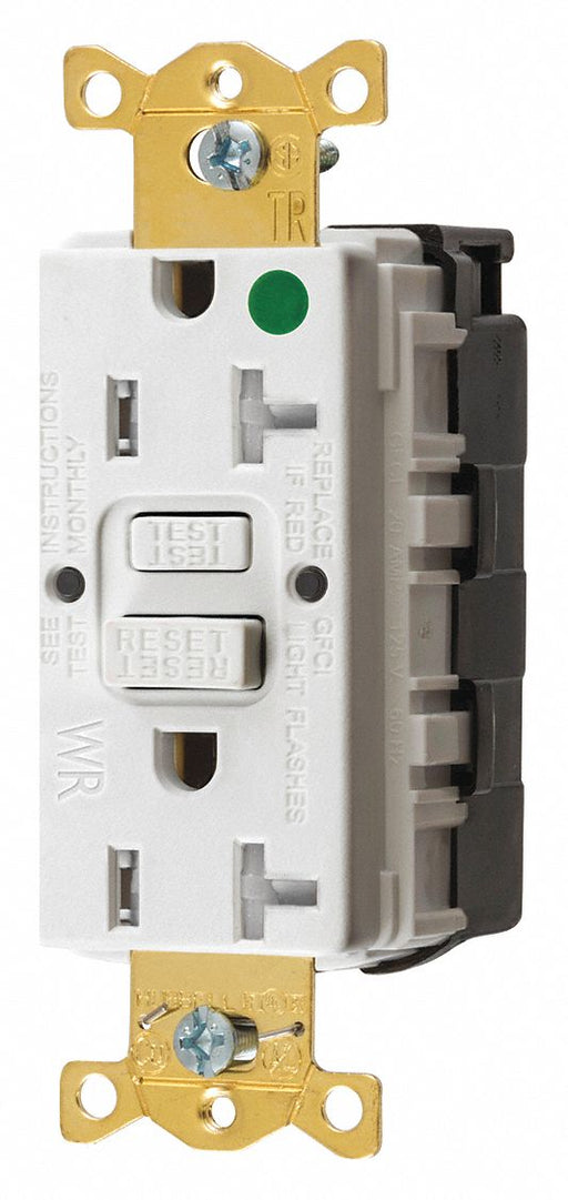 Recept White 20 A GFCI 2P3W Back 1PK