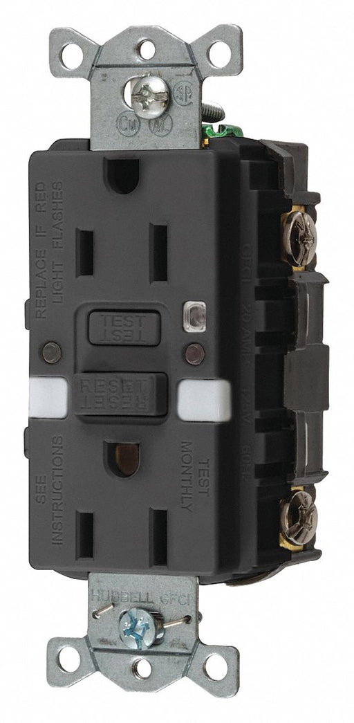 Recept Blk 15 A GFCI 2P3W Back Side 1PK