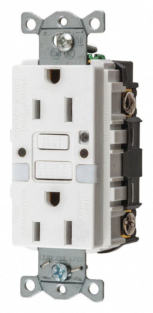 Recept Wht 15 A GFCI 2P3W Back Side 1PK