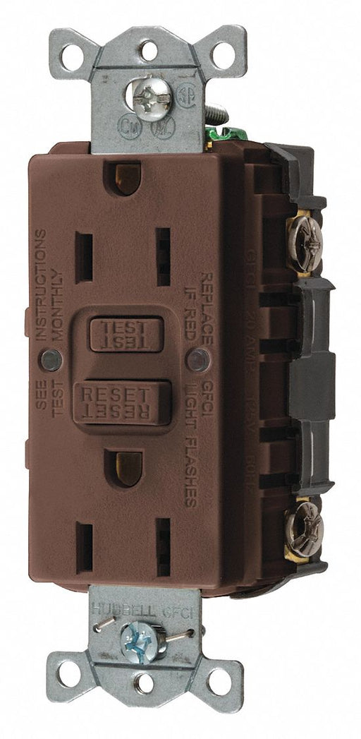 GFCI Receptacle 15A 125VAC 5-15R Brown