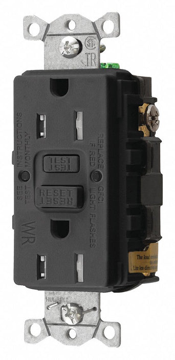 GFCI Receptacle 15A 125VAC 5-15R Black