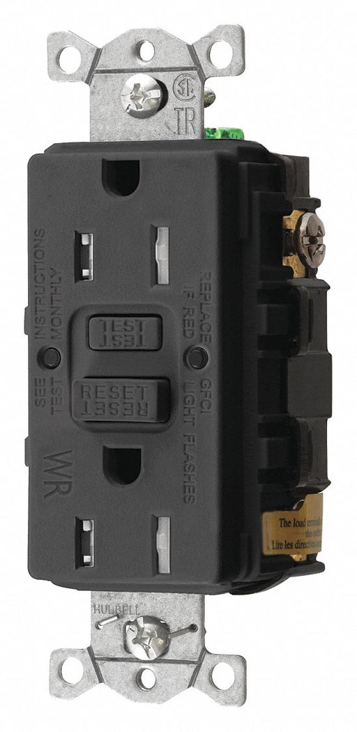 GFCI Receptacle 15A 125VAC 5-15R Black
