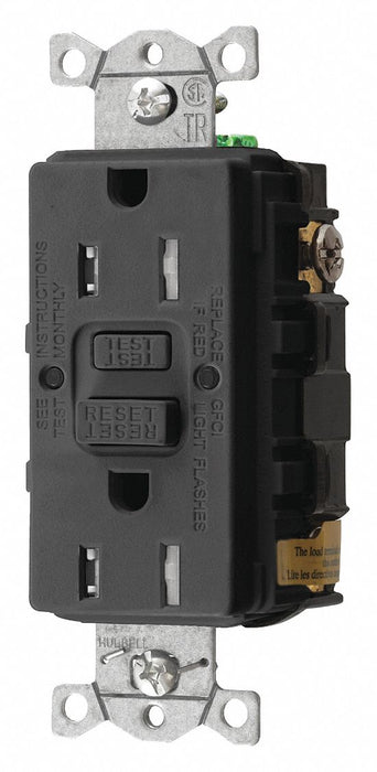 GFCI Rceptcle Commer. Blk 15A 0.5 HP