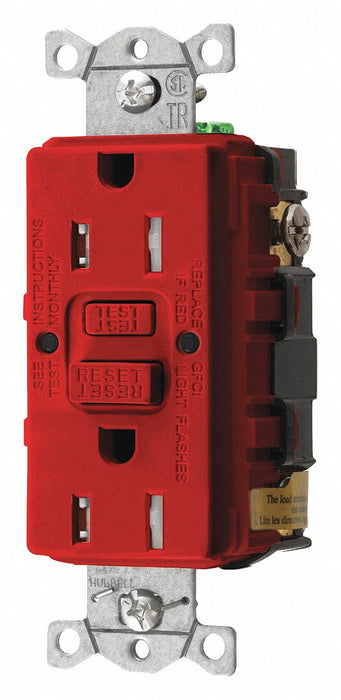 Recept Red 15 A GFCI 2P3W Back Side 1PK