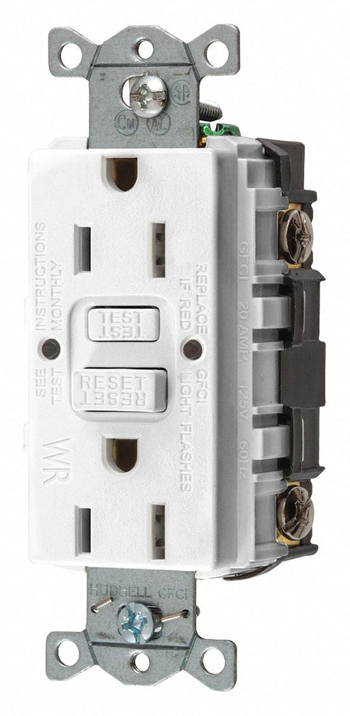 Recept Wht 15 A GFCI 2P3W Back Side 1PK