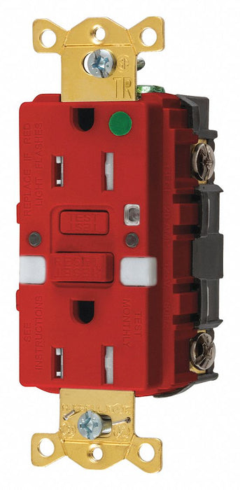GFCI Rceptcle Hspital Red 15A 0.5 HP