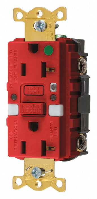 Recept Red 20 A GFCI 2P3W Back Side 1PK