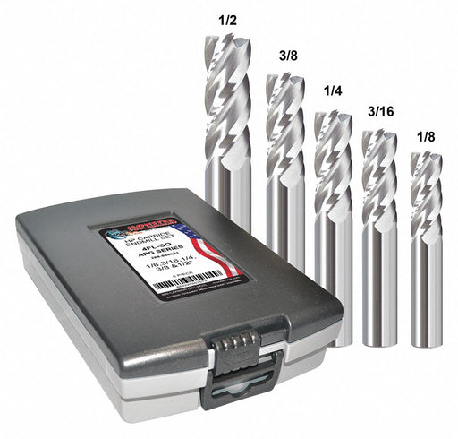 End Mill Set 5 pc Square Carbide
